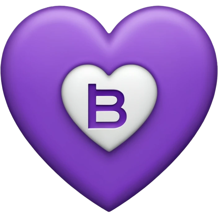 LETTER capital " B" Inside the heart shape, the heart is in purple color and the letter "B" is in white color emoji