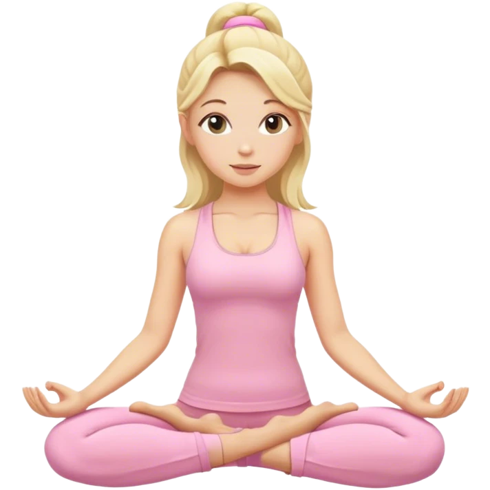 blonde yoga girl light pink clothes n emoji