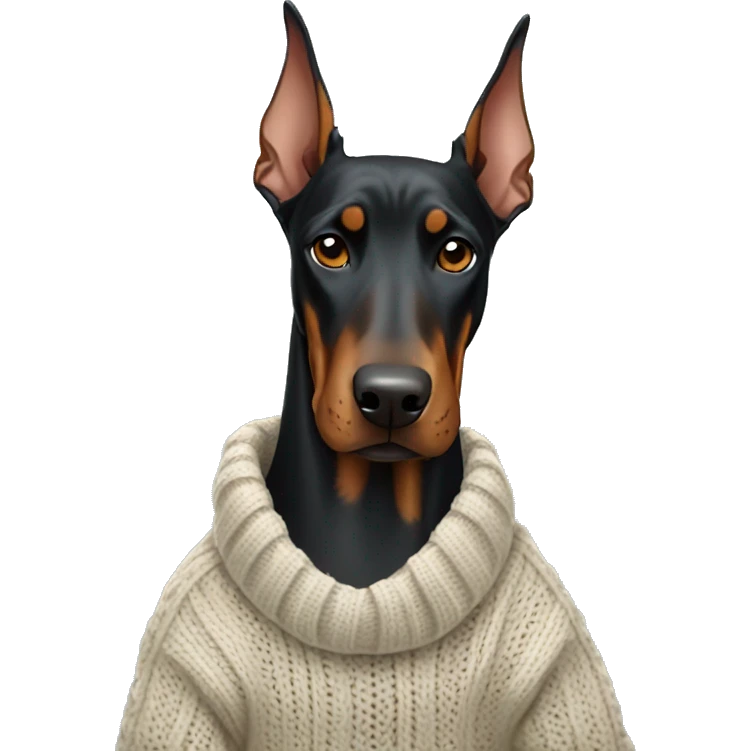 Doberman in sweater emoji