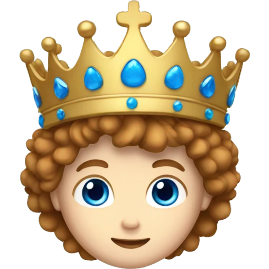White boy with Brown flippy hair and blue eyes with crown on his head emoji