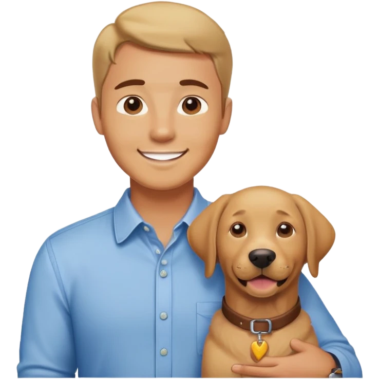 smiling man in collared shirt with Labrador  emoji