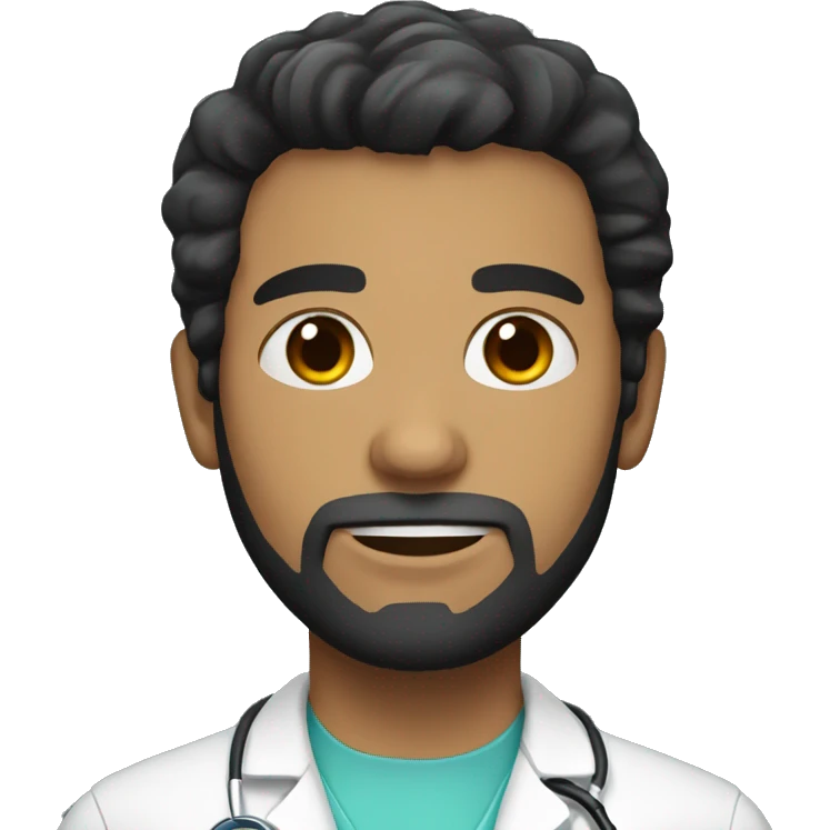 light skin male doctor with full short beard, has black hair  emoji