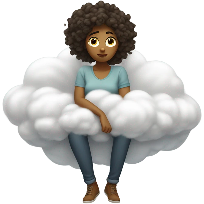 Woman dizzy on a cloud emoji