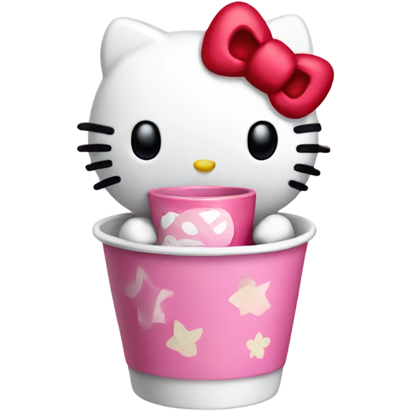 hello kitty holding cup  emoji