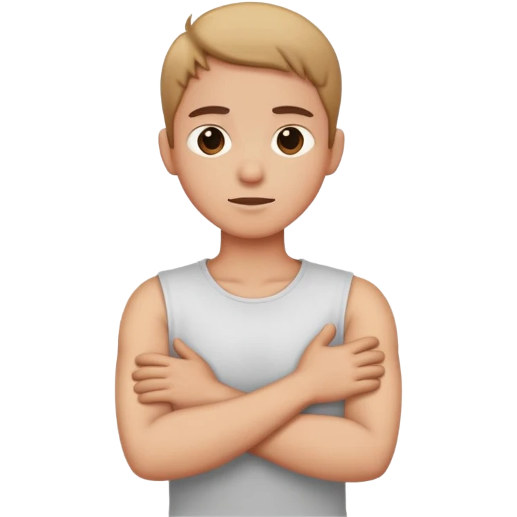 Crossed arms holding neck emoji