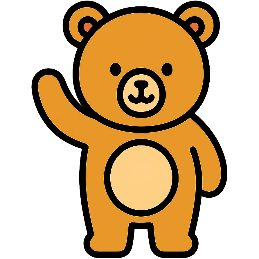color outline icon of a bear waving hello emoji