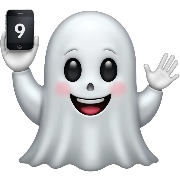 iphone ghost emoji holding a number 9 emoji