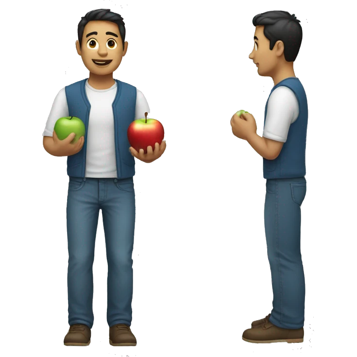 Full body man with apple emoji