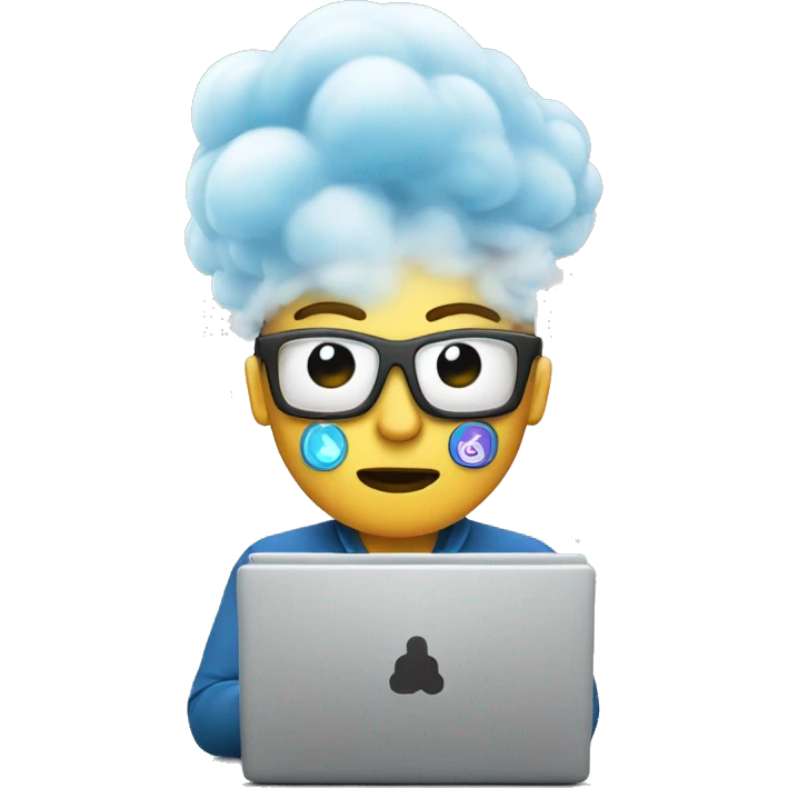 person's head steaming while coding on a laptop emoji
