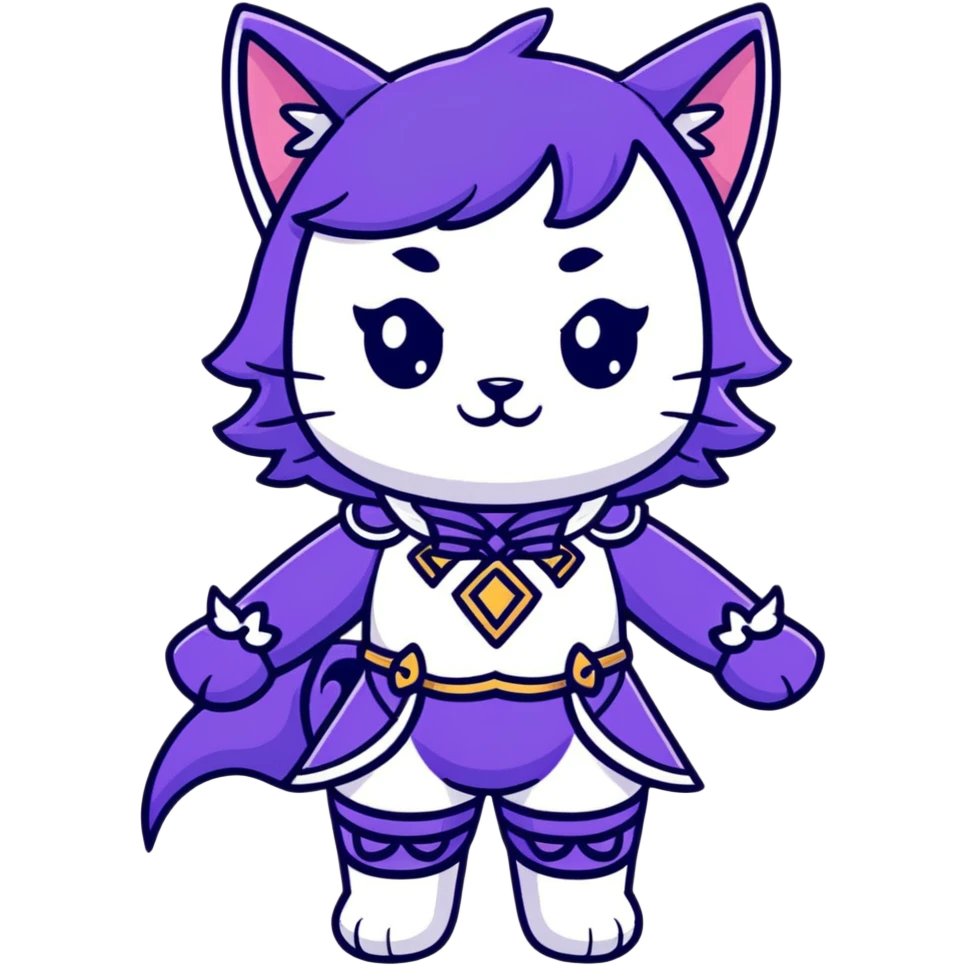 catgirl character with detailed fantasy costume, magical vibe, anime look emoji