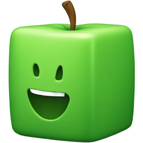 plain green Cube shaped Apple emoji