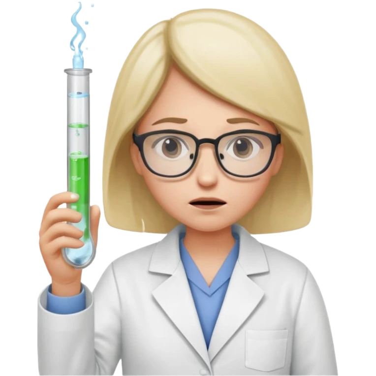 Frowns with Glasses,  Angry Scientist: Lab coat, thin glasses, holding test tube, upset expression
 emoji