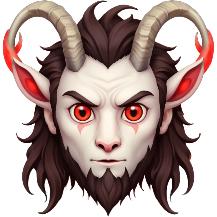 Evil, shadowie Male lord with Red glowing eyes and Long darkBrown Hair and goat beard emoji
