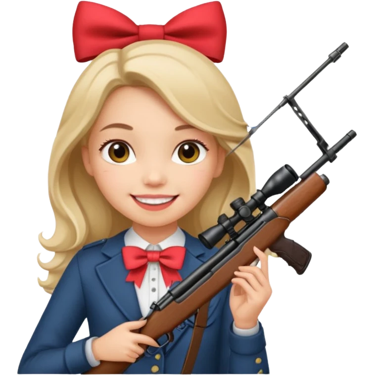 Smile emoji with bow and rifle in her hand emoji