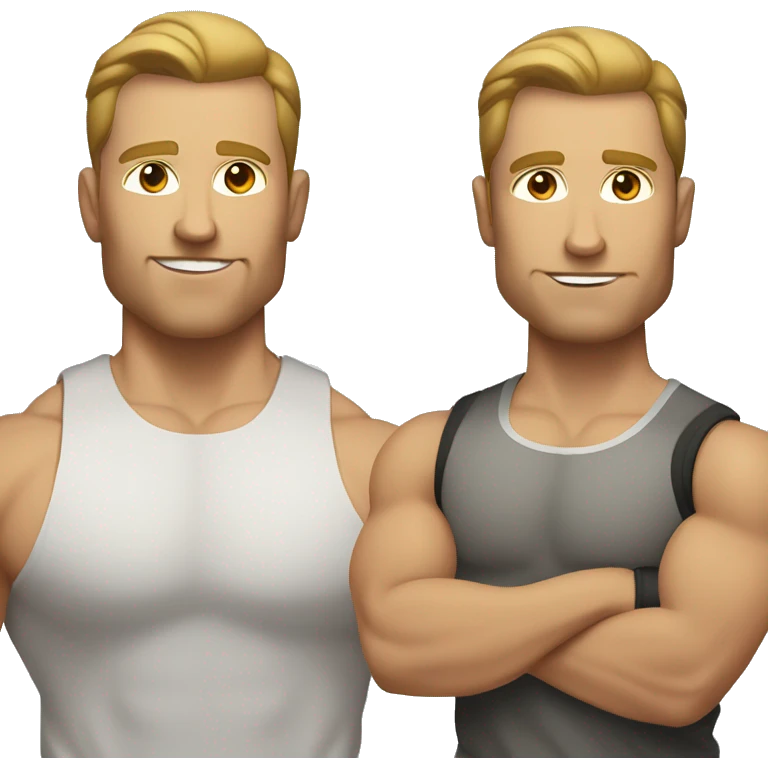 swole Gym bro with no beard or mustache, white male with light brown hair emoji
