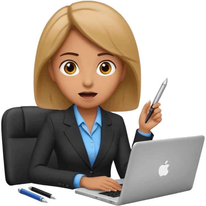 Девушка бизнесвумен на работе сидит за ноутбуком и ей предложили повышение  emoji