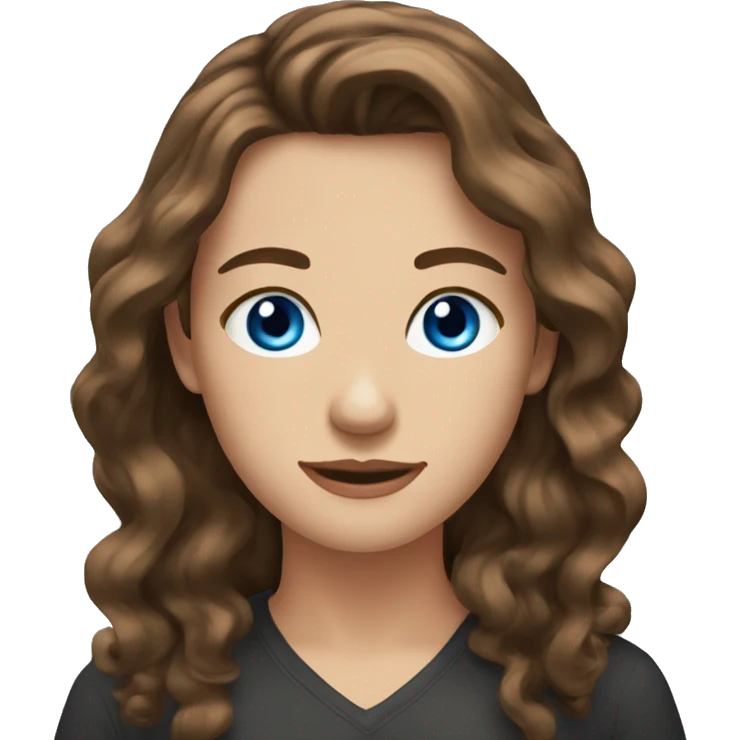 Brown hair. Blue eyes. Wavy hair. Barista emoji