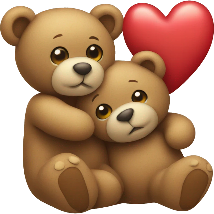 Teddy hugging another teddy with hearts emoji