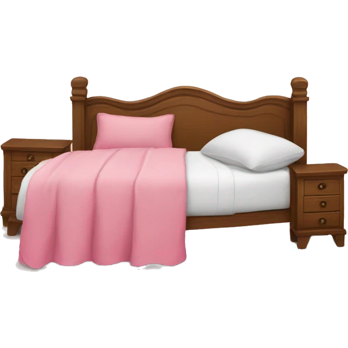 a bed with pink banket and pillows emoji