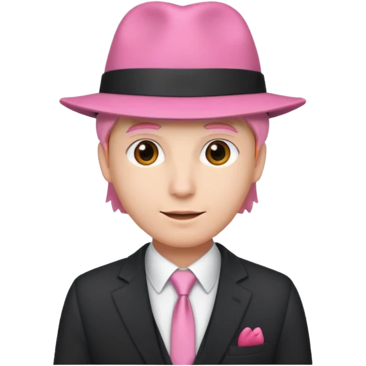 a suited man with pink hat emoji