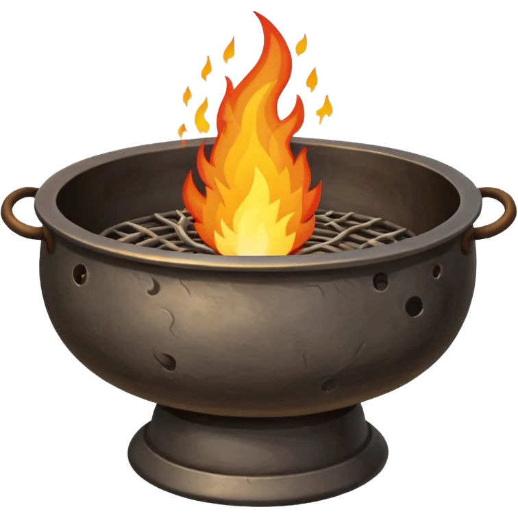 can you make a really medieval looking spiritual metal fire basin with a big fire coming out of the top emoji