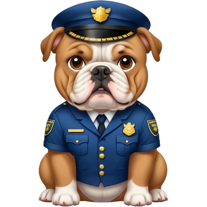english bulldog wearing a security uniform emoji