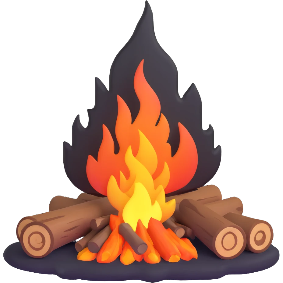 campfire with logs and flames emoji
