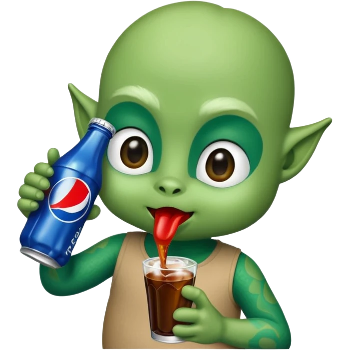 Grogu drinking a pepsi emoji