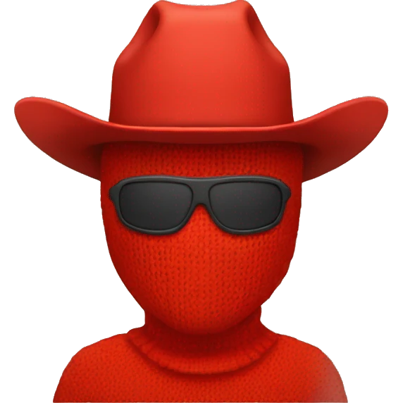 red ski mask with red cowboy hat emoji