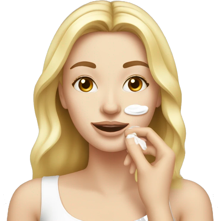white girl applying cream on face emoji