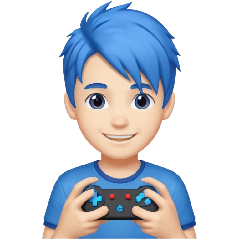 blue gamer Boy happy blue hair emoji