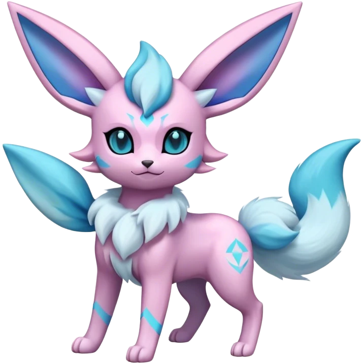 Futuristic Fluffy Celestial Magical Glaceon-Espeon-Sylveon-Umbreon-hybrid, full bod emoji