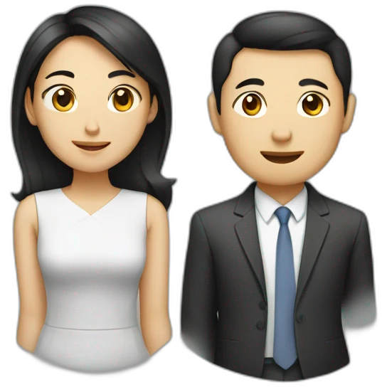 young asian male and female leader emoji