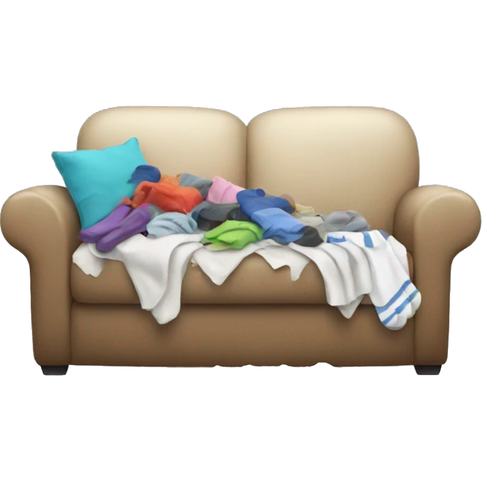 messy sofa with socks and tshirt lying on it emoji