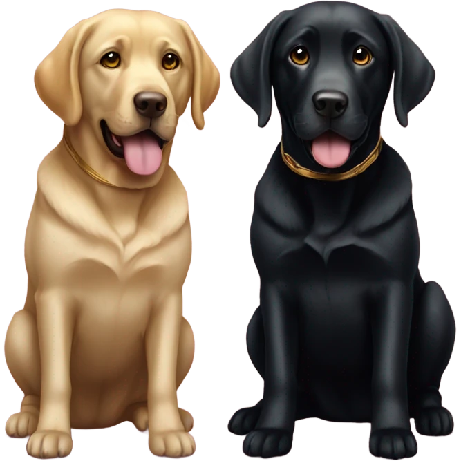 A black Labrador with a golden Labrador  emoji