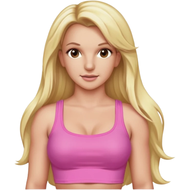 Britney Spears with long blonde hair, pink crop top emoji