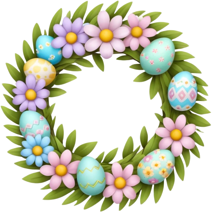 flower easter wreath in a shape of an egg emoji