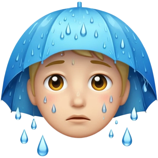 sad face with rain, clear expression emoji