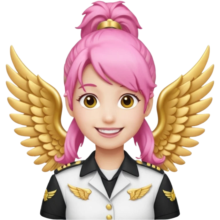 Commander Bloom – pink ponytail pilot in white uniform and gold wings emoji