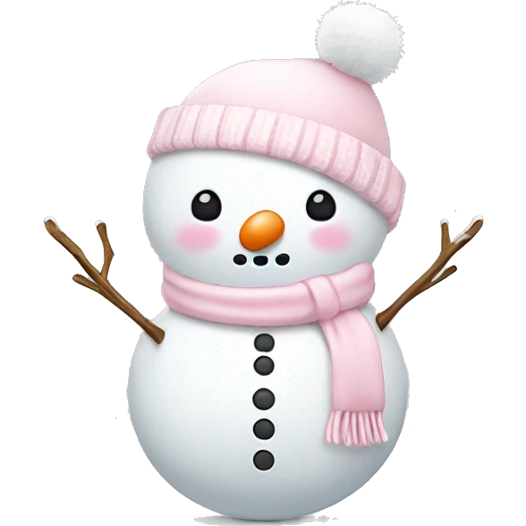 Cute white and light pink snowman emoji