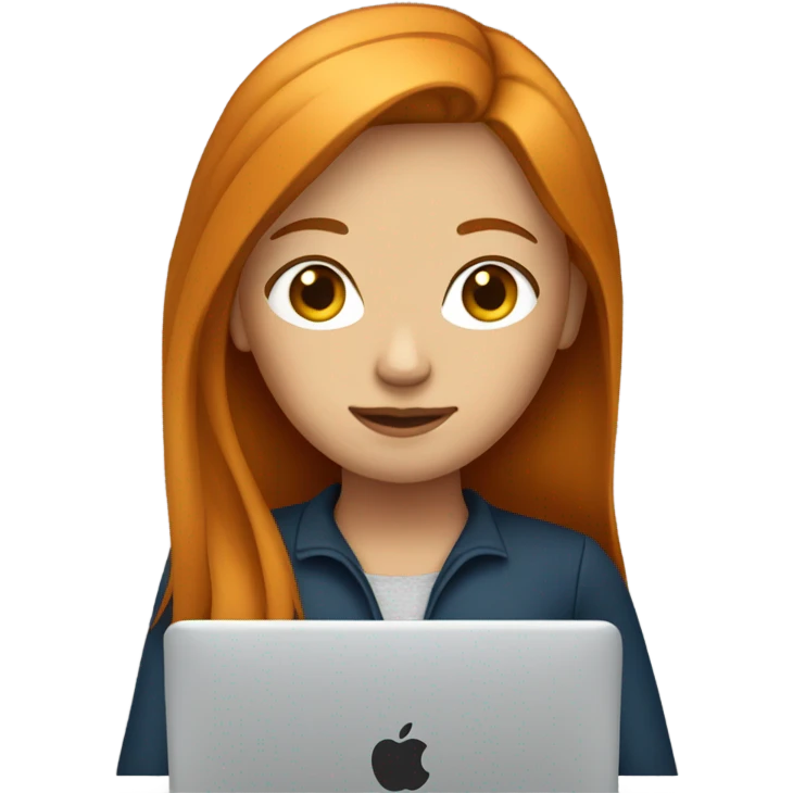 Ginger straight hair Girl working on MacBook  emoji