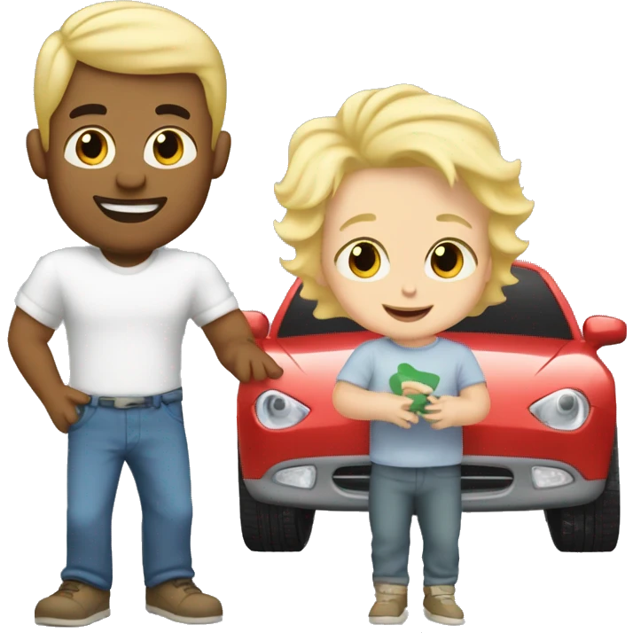 blonde dad plays cars with babyson emoji