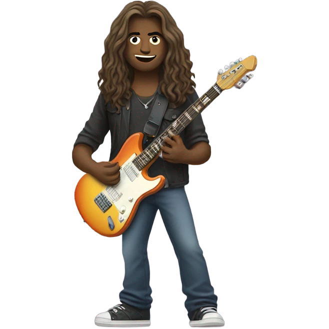 Long haired dork with electric guitar  emoji