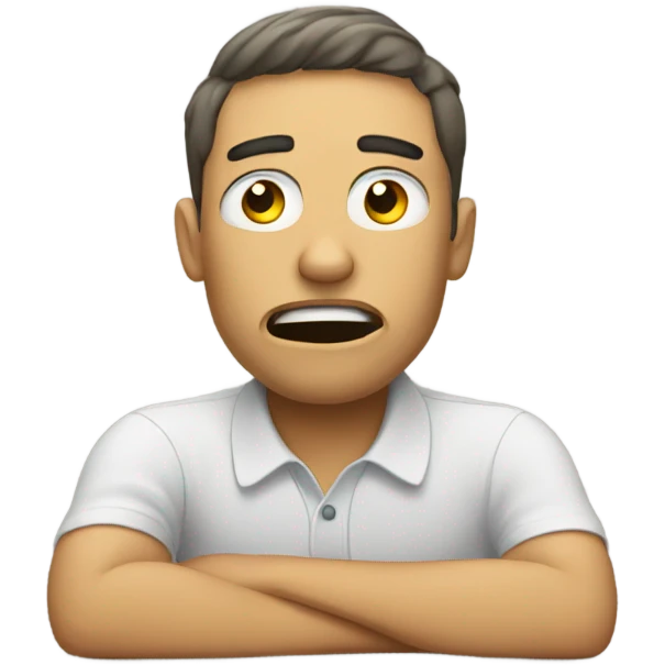 A person lying from frustration emoji