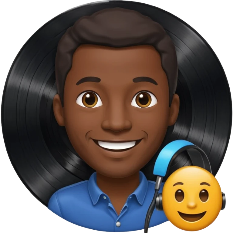 Vinyl Record Collector black man emoji