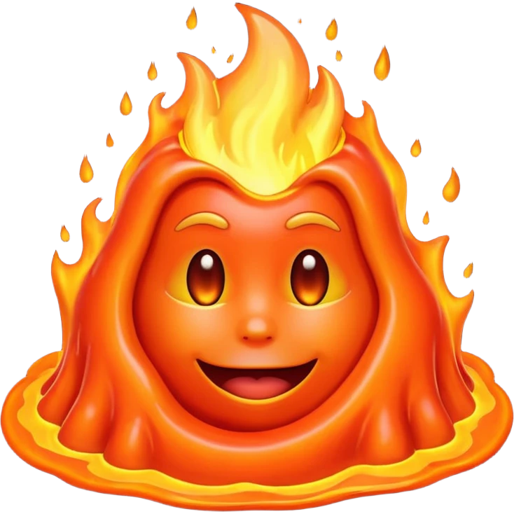 create an emoji of a little lava flow, no face just the lava, no volcano, something like a stain emoji