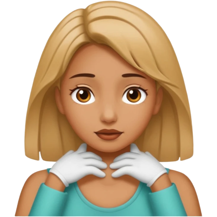 A girl whit her two hands on her neck  emoji