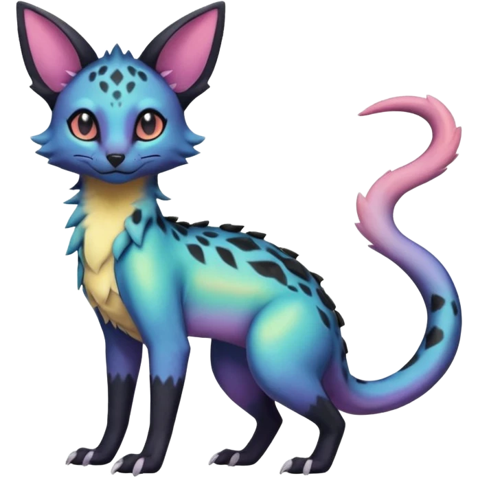 Pastel Iridescent Salandit-Umbreon-Genet-Noivern-Noibat-Serval-Hybrid (Full body) emoji