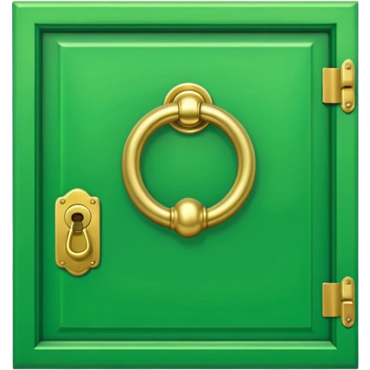 A simple green door emoji in the style of Apple emoji with a handle and a knocker. emoji