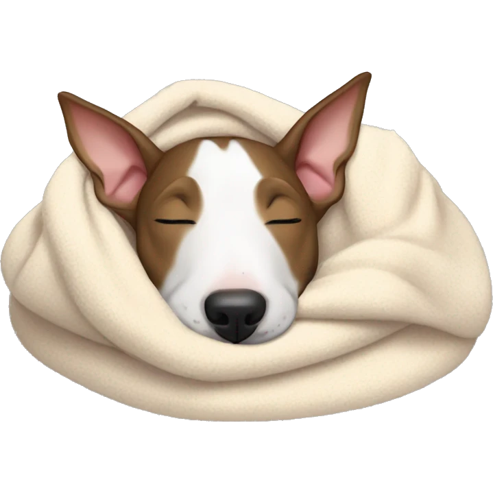 bull terrier sleeping cozy with blanket  emoji